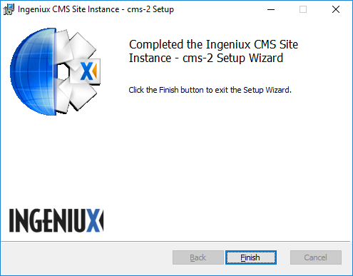 Completed Ingeniux CMS Site Instance Setup
