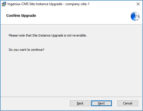 Confirm Upgrade Dialog