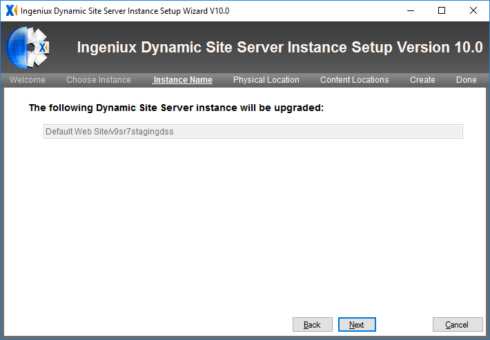 DSS Instance Name Dialog