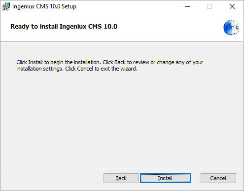 Ready to Install Ingeniux CMS