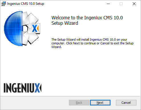 Welcome Dialog of CMS Setup Wizard