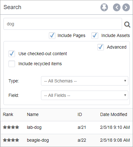 Assets IDs in Search