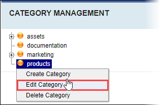 Edit Category via Tree Context Menu