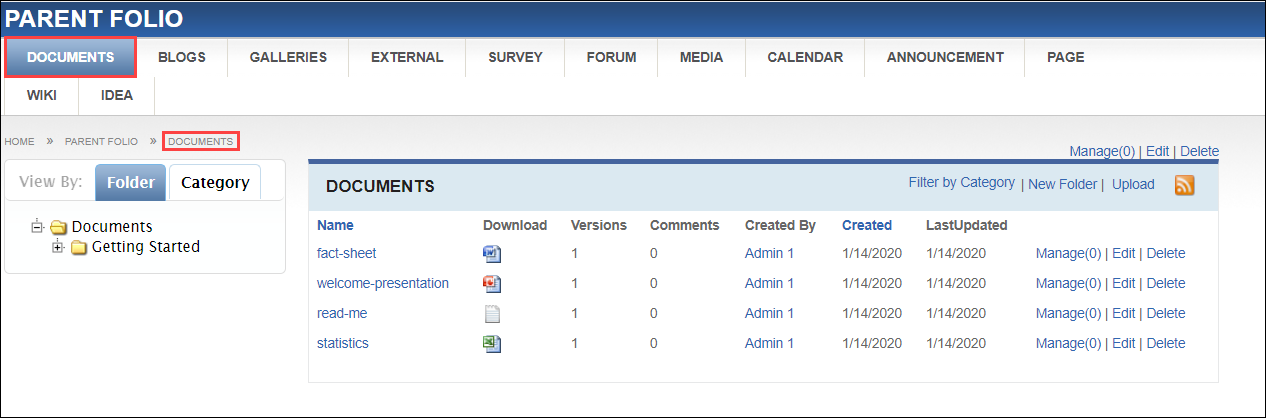 Documents Module Table