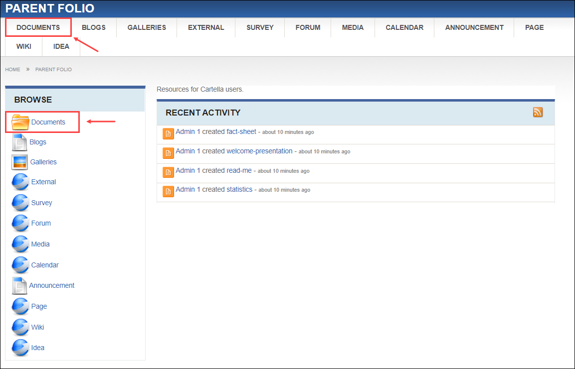 Navigate to Documents Module