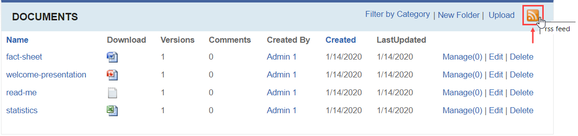 Documents Folder RSS Feed