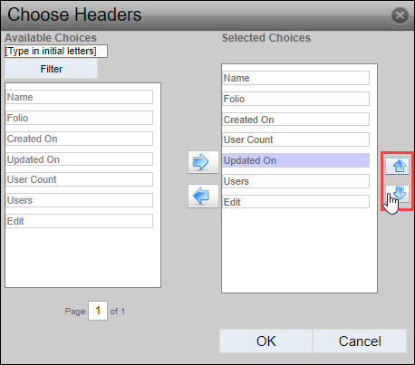 Select Headers to Reorder