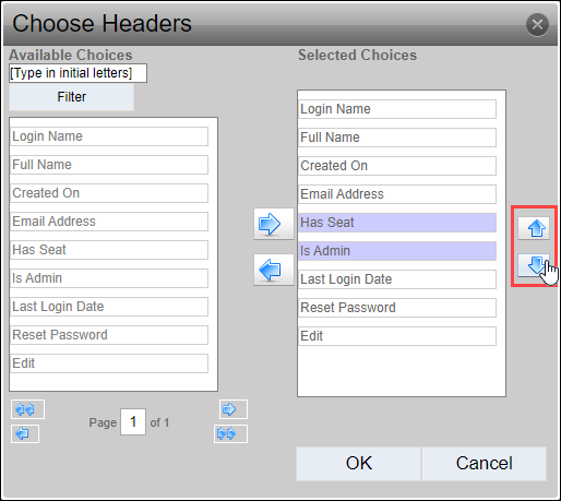 Select Headers to Reorder