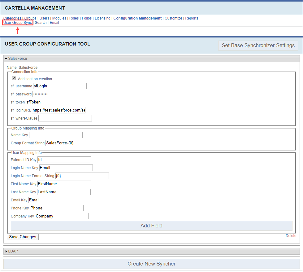 User Group Sync View