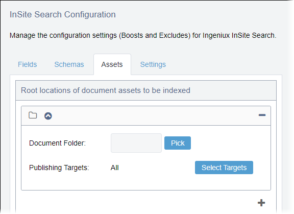 InSite Search Configuration: Root Locations of Assets