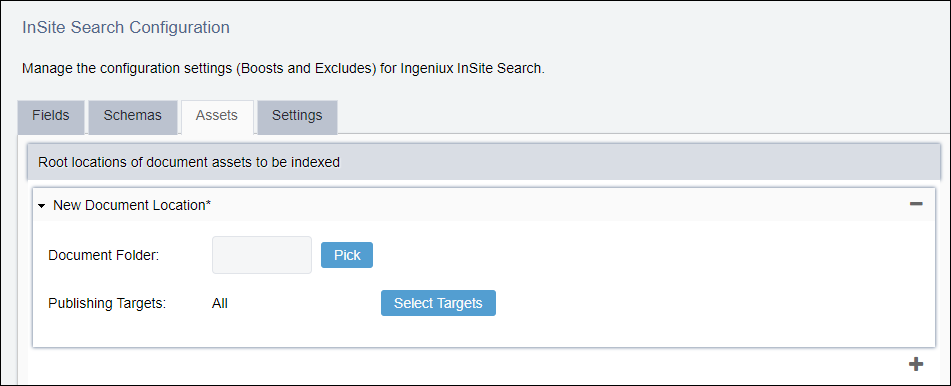 InSite Search Configuration: Root Locations of Assets
