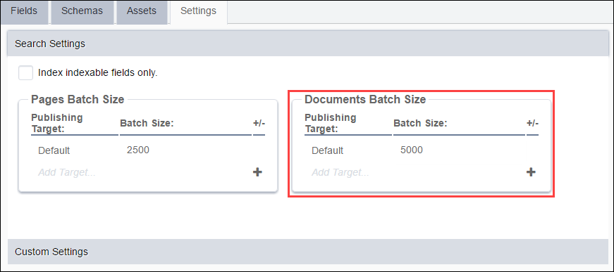 InSite Search Document Settings