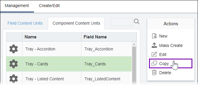 Copy Component Content Unit