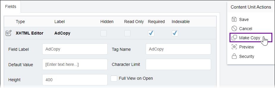 Make Copy of Field Content Unit in Create/Edit View