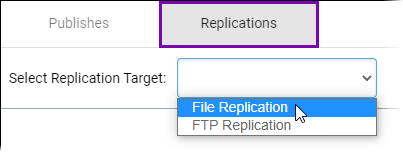 Select Replications Tab and Select Replication Target
