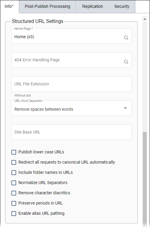 Structured URL Settings