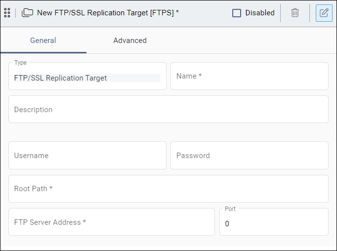 FTP/SSL Replication Target