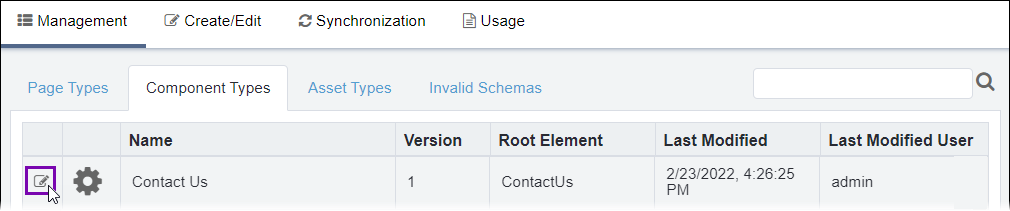Draft Icon in Component Types Tab of Schema Designer