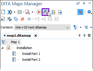 Configure Transformation Scenario(s) in DITA Maps Manager Toolbar