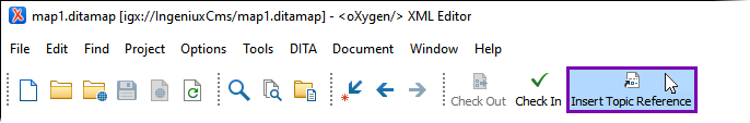 Insert Topic Reference via Oxygen Desktop Plugin Toolbar