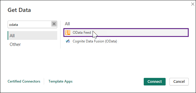 Microsoft Power BI Desktop OData Feed Search Result Microsoft Power BI Desktop OData Feed Search Result