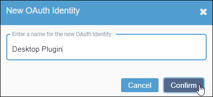 New OAuth Identity Dialog
