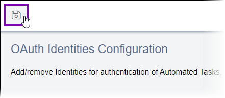 Save OAuth Identity Configuration Change