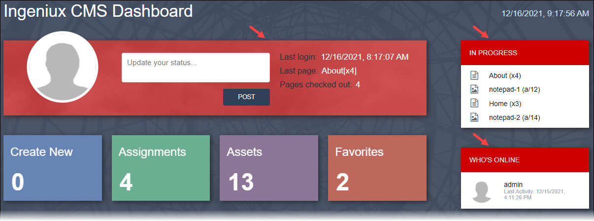 Dashboard Status Background and Headings Background (P3)