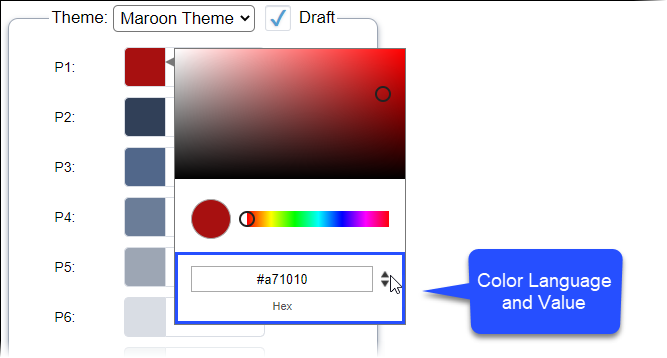 Color Language and Color Value in Color Picker Dialog