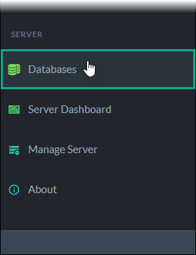 Databases in Server Menu