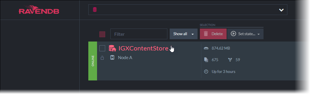 IGXContentStore Database