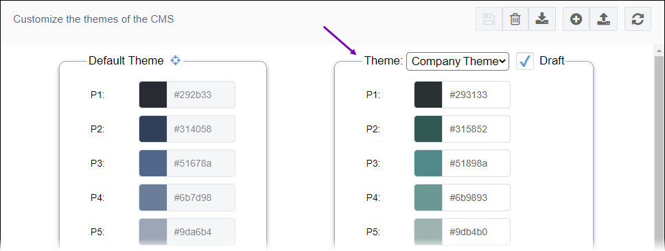 Uploaded Color Theme in Themes