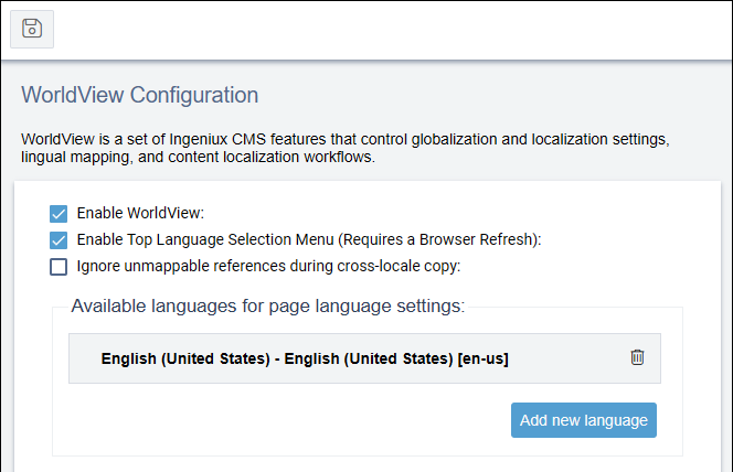 WorldView configuration