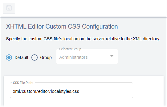 XHTML Editor Custom CSS Configuration