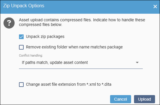 Zip Unpack Options