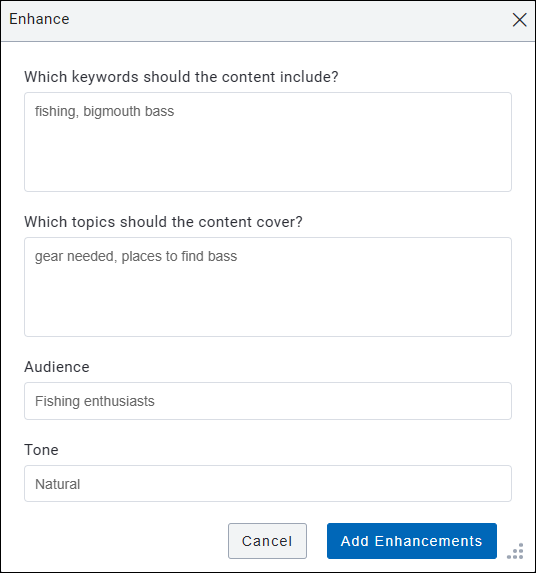 Enhance Dialog