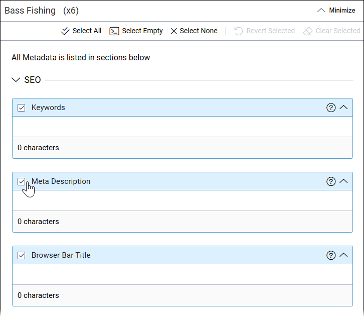 Select Fields for Metadata Generation