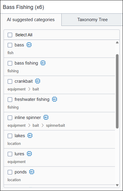 Taxonomy Suggested with AI