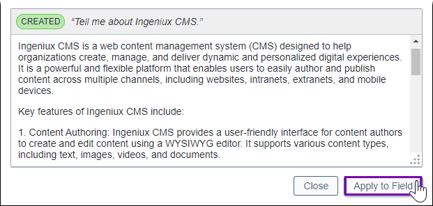 Select "Apply to Field"
