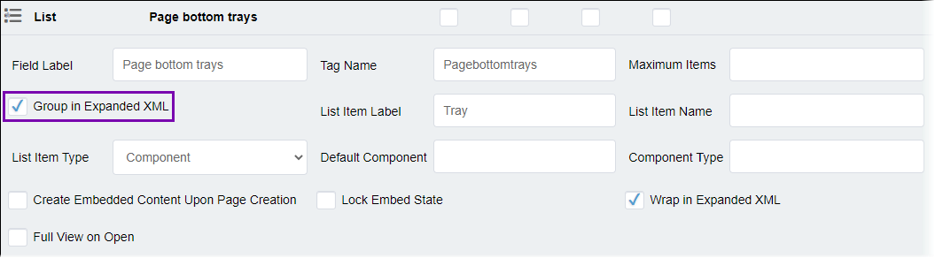Group in Expanded XML Checkbox for List Element