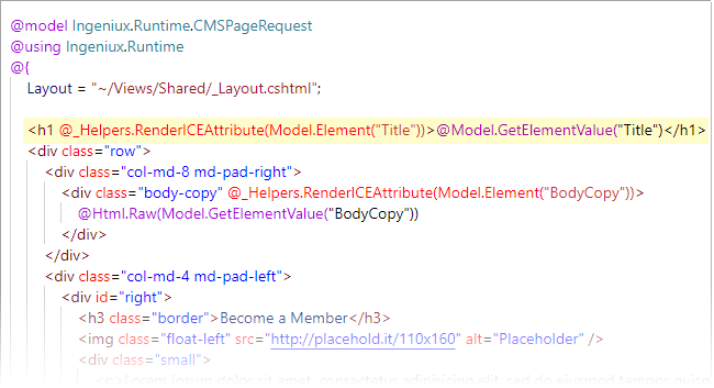 CMS 10.0–10.5 ICE Code Sample in View