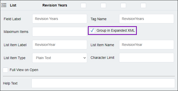List in Schema: Grouped in expanded XML
