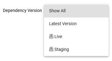 Dependency Version Drop-Down List