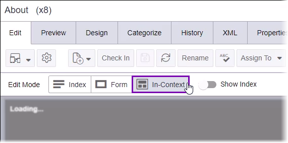 In-Context Edit Mode Button
