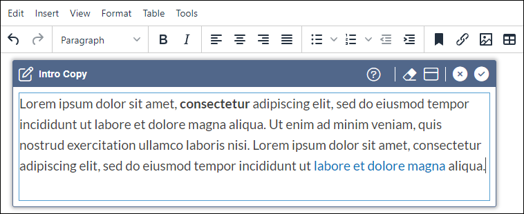 Edit XHTML Editor Field
                          In-Line