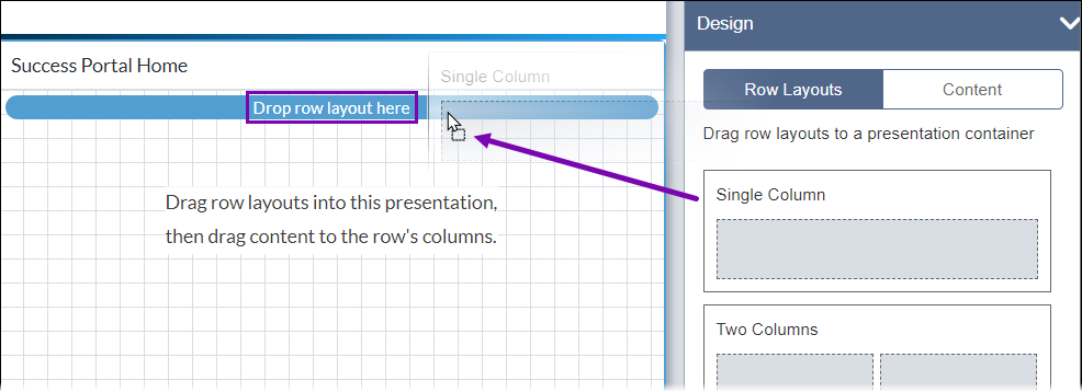 Drop Row Layout Here