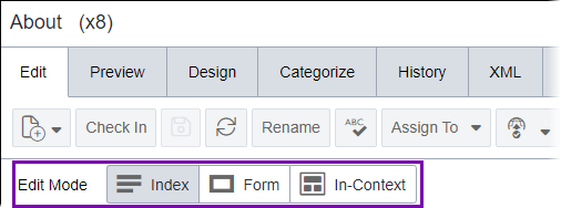 CMS 10.6 Edit Mode Buttons in Edit Tab Toolbar