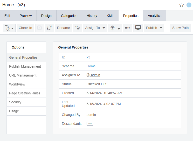 Properties Tab