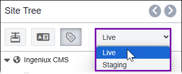 Site Tree Publishing Target Drop-Down List