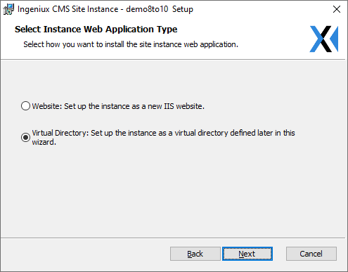 CMS 10.5–10.6 Select Instance Web App Type